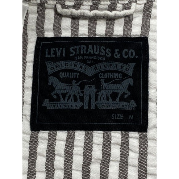 Levi's Mens M White Gray Striped Half Zip Pullover Long Sleeve Jacket - Picture 7 of 10